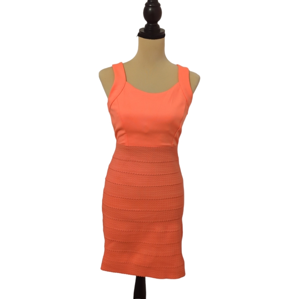 Neon Orange Bodycon Dress Size Large